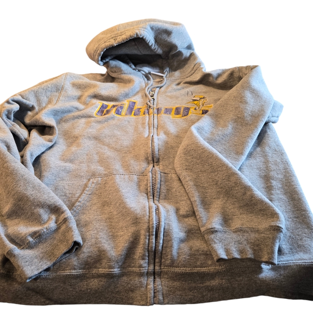 MN Vikings Vintage Zip-Up Hooded Sweatshirt Size 1X